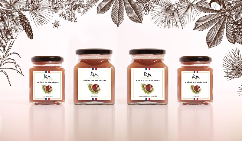 Visual identity and packaging for the artisanal Chesnut cream Rita Collobrières, from Provence © Calliopé Studio, Marine Pavé 2016